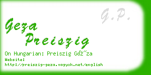 geza preiszig business card